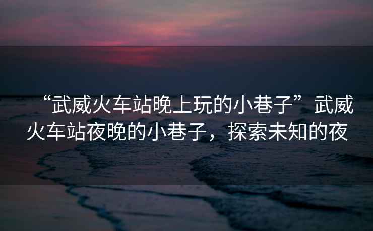 “武威火車站晚上玩的小巷子”武威火車站夜晚的小巷子，探索未知的夜