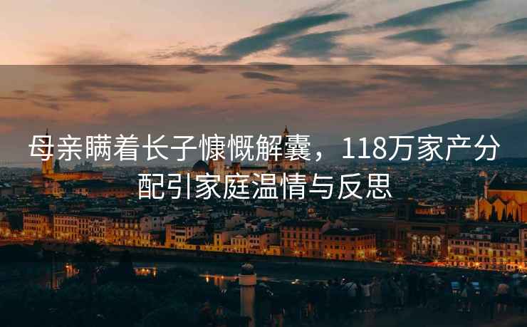 母親瞞著長子慷慨解囊，118萬家產(chǎn)分配引家庭溫情與反思
