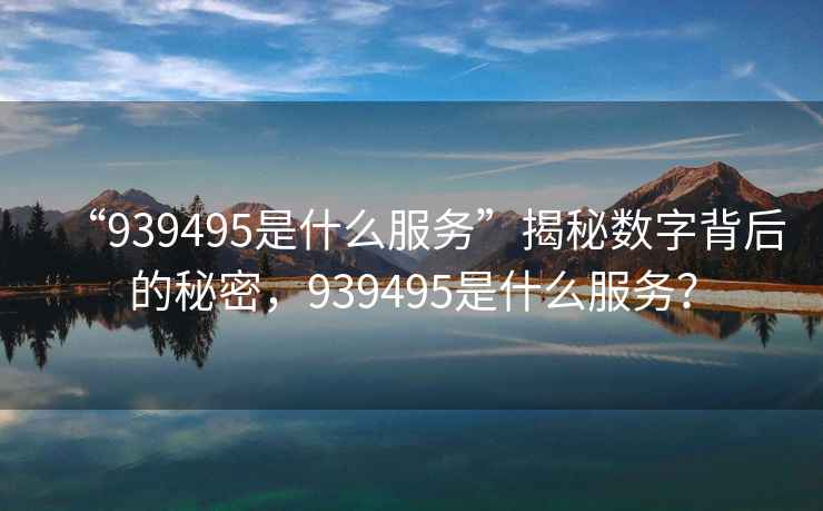 “939495是什么服務(wù)”揭秘數(shù)字背后的秘密，939495是什么服務(wù)？