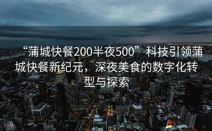 “蒲城快餐200半夜500”科技引領(lǐng)蒲城快餐新紀元，深夜美食的數(shù)字化轉(zhuǎn)型與探索