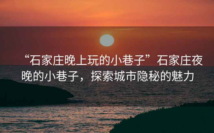 “石家莊晚上玩的小巷子”石家莊夜晚的小巷子，探索城市隱秘的魅力