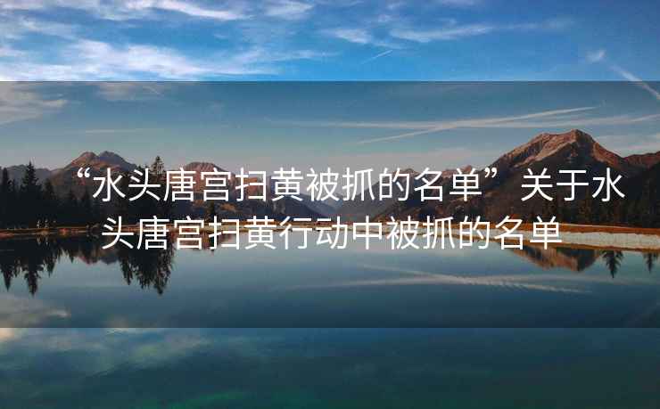 “水頭唐宮掃黃被抓的名單”關(guān)于水頭唐宮掃黃行動中被抓的名單