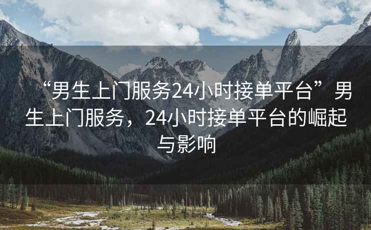 “男生上門服務(wù)24小時接單平臺”男生上門服務(wù)，24小時接單平臺的崛起與影響