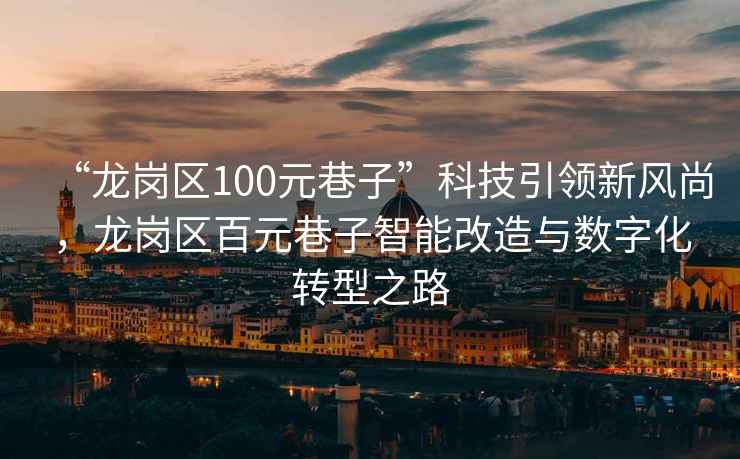 “龍崗區(qū)100元巷子”科技引領(lǐng)新風(fēng)尚，龍崗區(qū)百元巷子智能改造與數(shù)字化轉(zhuǎn)型之路