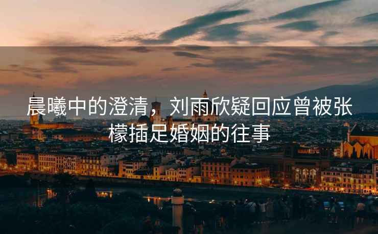 晨曦中的澄清，劉雨欣疑回應(yīng)曾被張檬插足婚姻的往事