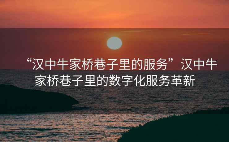 “漢中牛家橋巷子里的服務(wù)”漢中牛家橋巷子里的數(shù)字化服務(wù)革新