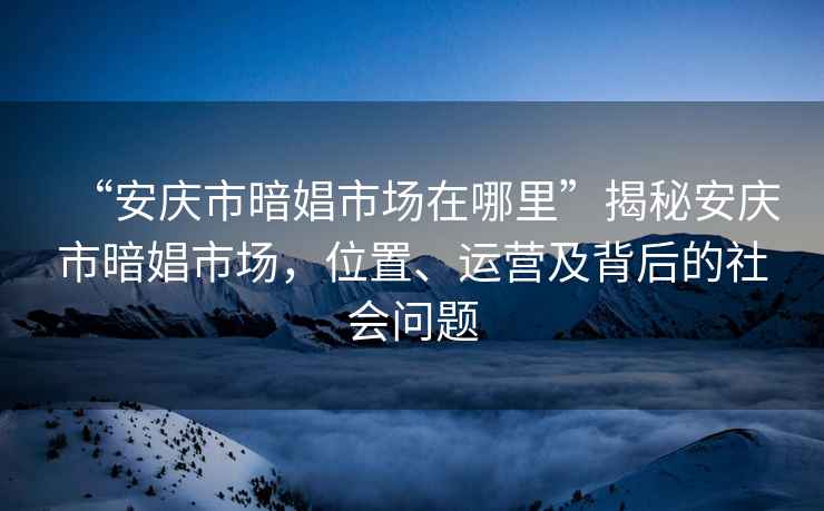 “安慶市暗娼市場在哪里”揭秘安慶市暗娼市場，位置、運(yùn)營及背后的社會(huì)問題