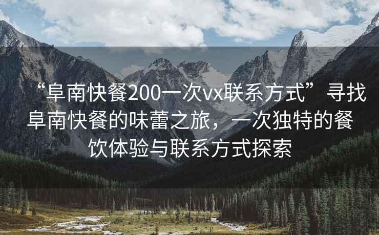 “阜南快餐200一次vx聯(lián)系方式”尋找阜南快餐的味蕾之旅，一次獨特的餐飲體驗與聯(lián)系方式探索