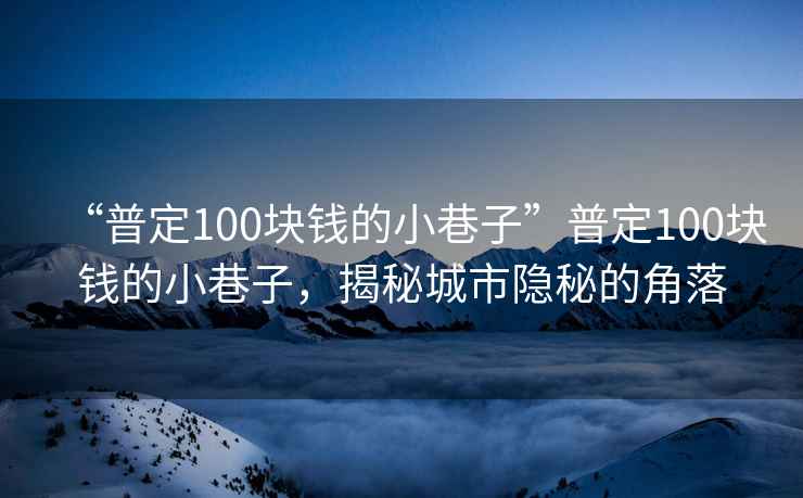 “普定100塊錢的小巷子”普定100塊錢的小巷子，揭秘城市隱秘的角落