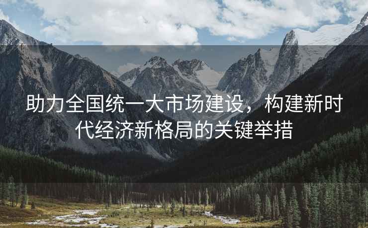 助力全國(guó)統(tǒng)一大市場(chǎng)建設(shè)，構(gòu)建新時(shí)代經(jīng)濟(jì)新格局的關(guān)鍵舉措
