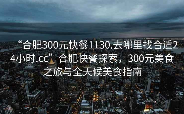 “合肥300元快餐1130.去哪里找合適24小時.cc”合肥快餐探索，300元美食之旅與全天候美食指南