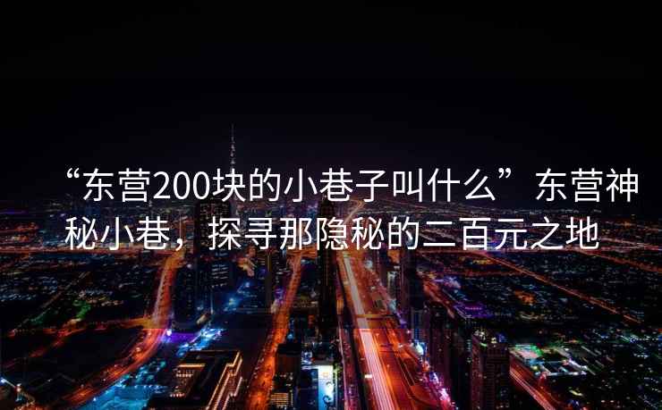 “東營(yíng)200塊的小巷子叫什么”東營(yíng)神秘小巷，探尋那隱秘的二百元之地
