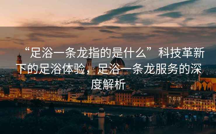 “足浴一條龍指的是什么”科技革新下的足浴體驗(yàn)，足浴一條龍服務(wù)的深度解析