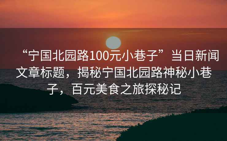 “寧國(guó)北園路100元小巷子”當(dāng)日新聞文章標(biāo)題，揭秘寧國(guó)北園路神秘小巷子，百元美食之旅探秘記