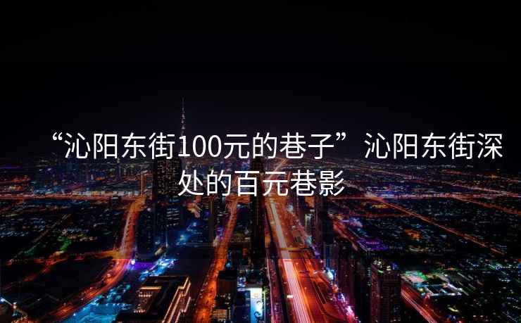 “沁陽東街100元的巷子”沁陽東街深處的百元巷影