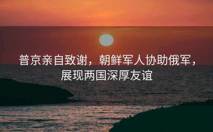 普京親自致謝，朝鮮軍人協(xié)助俄軍，展現(xiàn)兩國深厚友誼