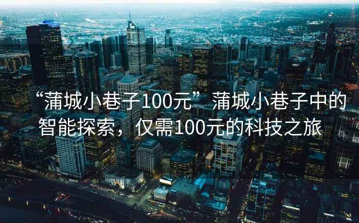 “蒲城小巷子100元”蒲城小巷子中的智能探索，僅需100元的科技之旅