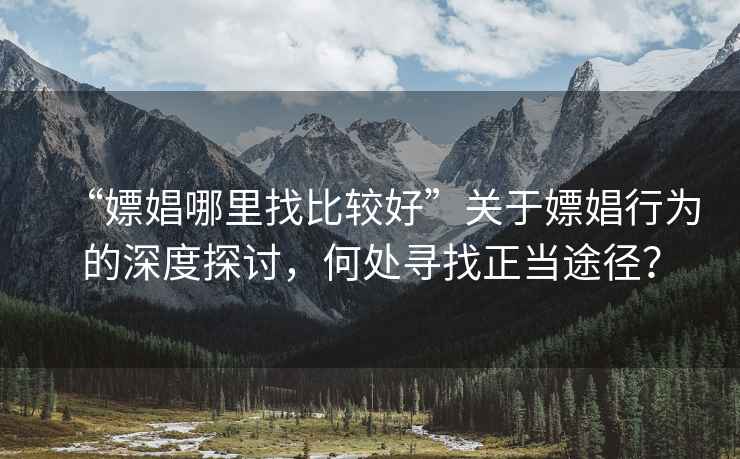 “嫖娼哪里找比較好”關于嫖娼行為的深度探討，何處尋找正當途徑？