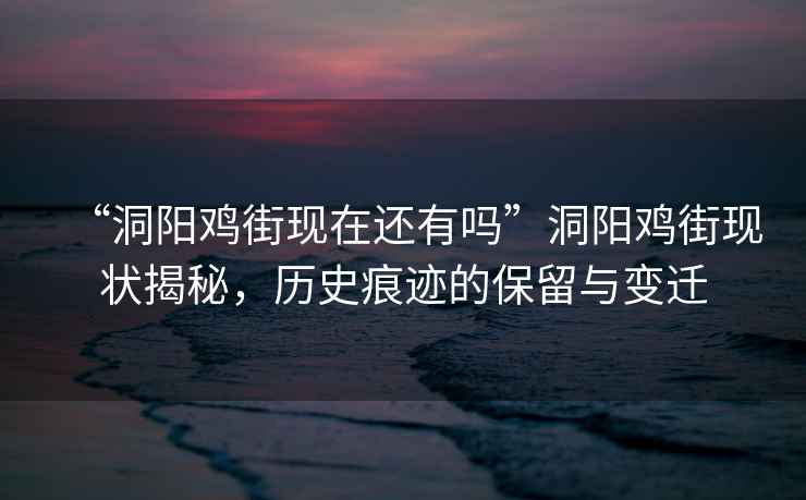 “洞陽雞街現(xiàn)在還有嗎”洞陽雞街現(xiàn)狀揭秘，歷史痕跡的保留與變遷