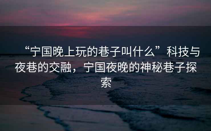 “寧國晚上玩的巷子叫什么”科技與夜巷的交融，寧國夜晚的神秘巷子探索