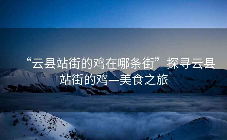 “云縣站街的雞在哪條街”探尋云縣站街的雞—美食之旅