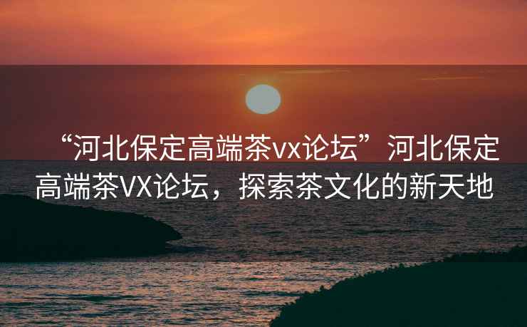“河北保定高端茶vx論壇”河北保定高端茶VX論壇，探索茶文化的新天地