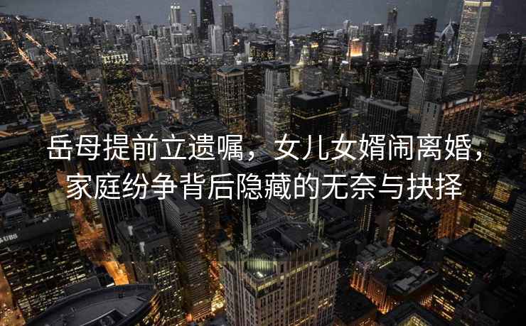 岳母提前立遺囑，女兒女婿鬧離婚，家庭紛爭(zhēng)背后隱藏的無奈與抉擇