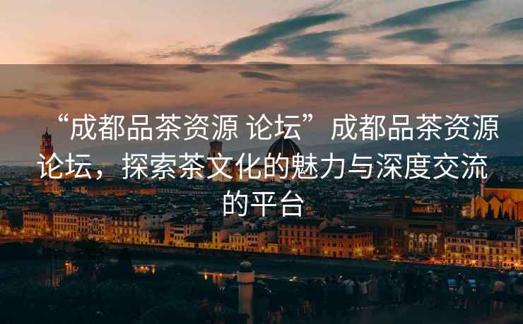 “成都品茶資源 論壇”成都品茶資源論壇，探索茶文化的魅力與深度交流的平臺