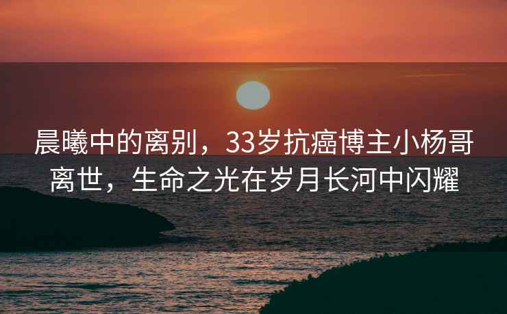 晨曦中的離別，33歲抗癌博主小楊哥離世，生命之光在歲月長河中閃耀