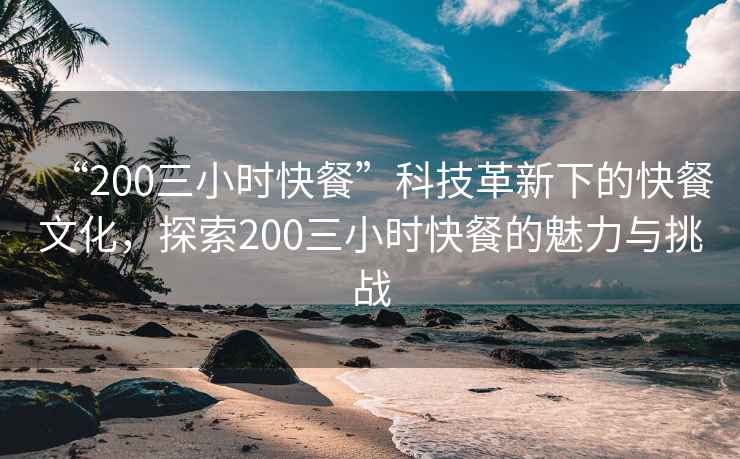 “200三小時快餐”科技革新下的快餐文化，探索200三小時快餐的魅力與挑戰(zhàn)