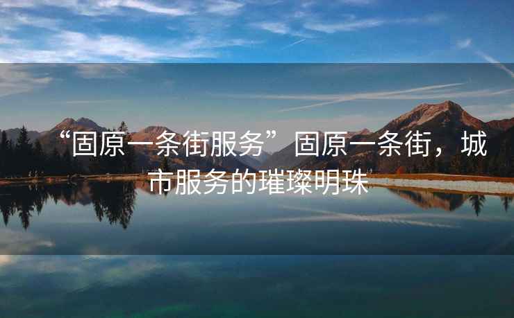 “固原一條街服務(wù)”固原一條街，城市服務(wù)的璀璨明珠