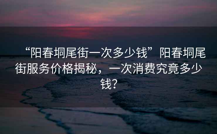 “陽(yáng)春垌尾街一次多少錢(qián)”陽(yáng)春垌尾街服務(wù)價(jià)格揭秘，一次消費(fèi)究竟多少錢(qián)？