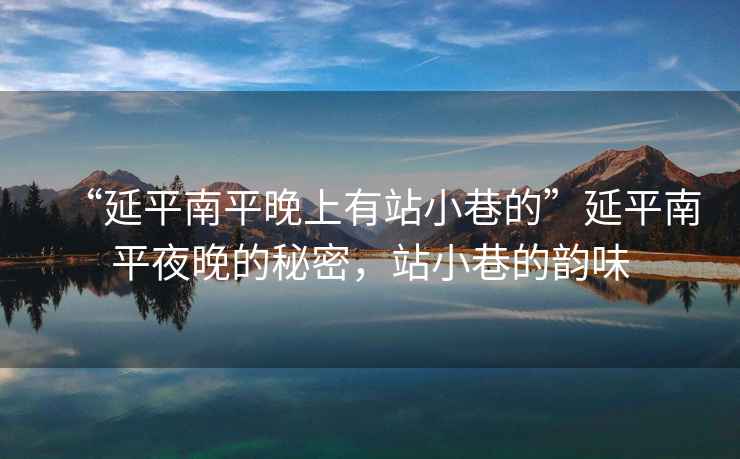 “延平南平晚上有站小巷的”延平南平夜晚的秘密，站小巷的韻味