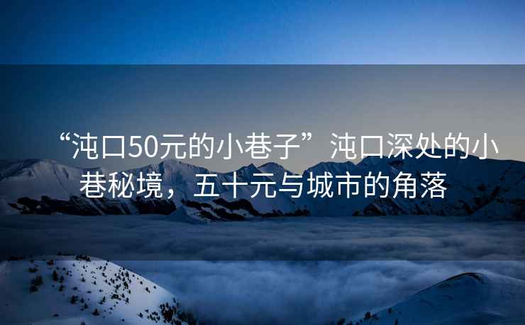 “沌口50元的小巷子”沌口深處的小巷秘境，五十元與城市的角落