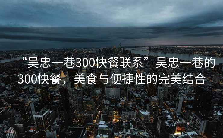 “吳忠一巷300快餐聯(lián)系”吳忠一巷的300快餐，美食與便捷性的完美結(jié)合