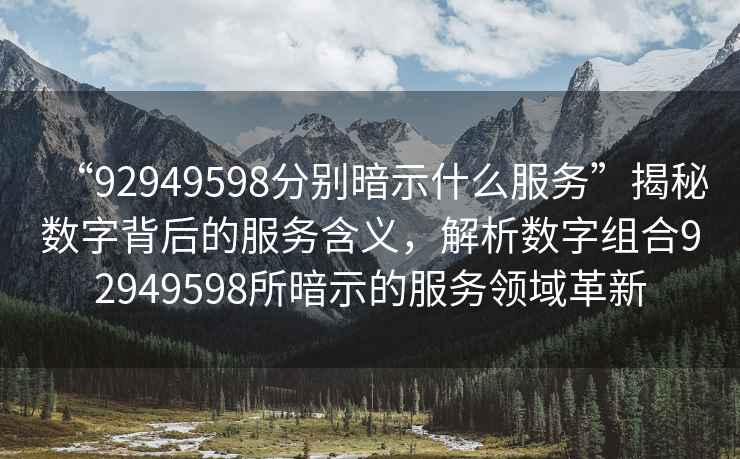 “92949598分別暗示什么服務”揭秘數字背后的服務含義，解析數字組合92949598所暗示的服務領域革新
