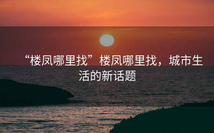 “樓鳳哪里找”樓鳳哪里找，城市生活的新話題