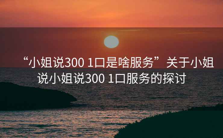 “小姐說300 1口是啥服務(wù)”關(guān)于小姐說小姐說300 1口服務(wù)的探討