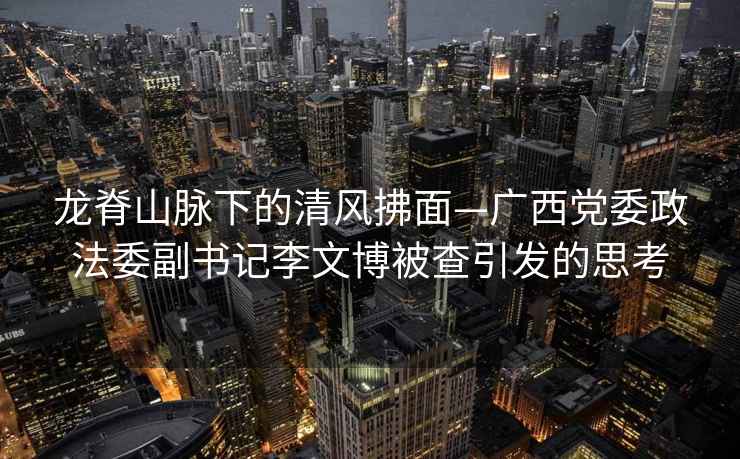龍脊山脈下的清風拂面—廣西黨委政法委副書記李文博被查引發(fā)的思考