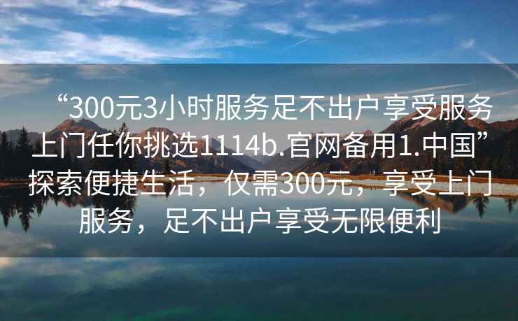 “300元3小時服務足不出戶享受服務上門任你挑選1114b.官網備用1.中國”探索便捷生活，僅需300元，享受上門服務，足不出戶享受無限便利