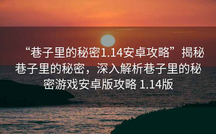 “巷子里的秘密1.14安卓攻略”揭秘巷子里的秘密，深入解析巷子里的秘密游戲安卓版攻略 1.14版