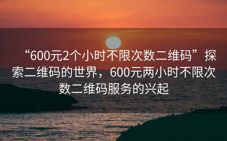 “600元2個小時不限次數(shù)二維碼”探索二維碼的世界，600元兩小時不限次數(shù)二維碼服務的興起