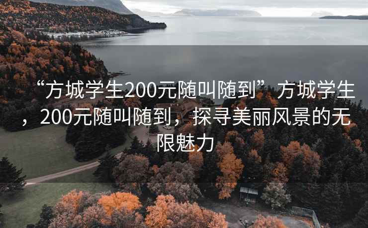 “方城學(xué)生200元隨叫隨到”方城學(xué)生，200元隨叫隨到，探尋美麗風(fēng)景的無(wú)限魅力