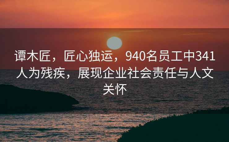 譚木匠，匠心獨運，940名員工中341人為殘疾，展現(xiàn)企業(yè)社會責(zé)任與人文關(guān)懷