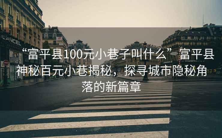“富平縣100元小巷子叫什么”富平縣神秘百元小巷揭秘，探尋城市隱秘角落的新篇章