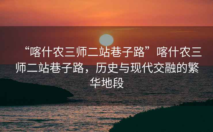 “喀什農(nóng)三師二站巷子路”喀什農(nóng)三師二站巷子路，歷史與現(xiàn)代交融的繁華地段