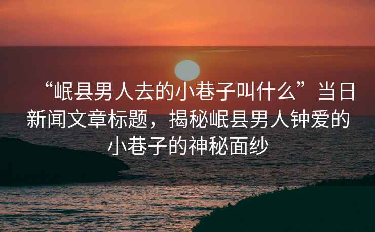 “岷縣男人去的小巷子叫什么”當(dāng)日新聞文章標(biāo)題，揭秘岷縣男人鐘愛的小巷子的神秘面紗