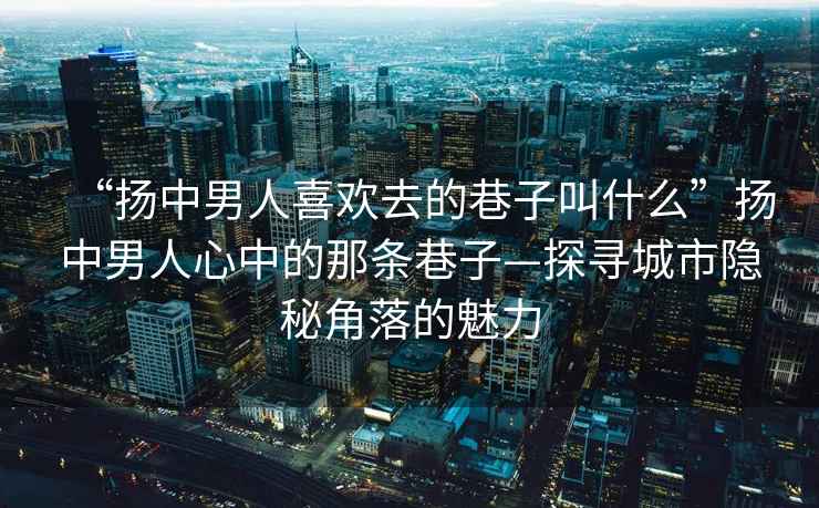 “揚中男人喜歡去的巷子叫什么”揚中男人心中的那條巷子—探尋城市隱秘角落的魅力