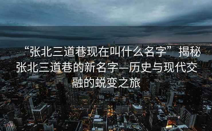 “張北三道巷現(xiàn)在叫什么名字”揭秘張北三道巷的新名字—?dú)v史與現(xiàn)代交融的蛻變之旅