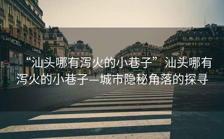 “汕頭哪有瀉火的小巷子”汕頭哪有瀉火的小巷子—城市隱秘角落的探尋